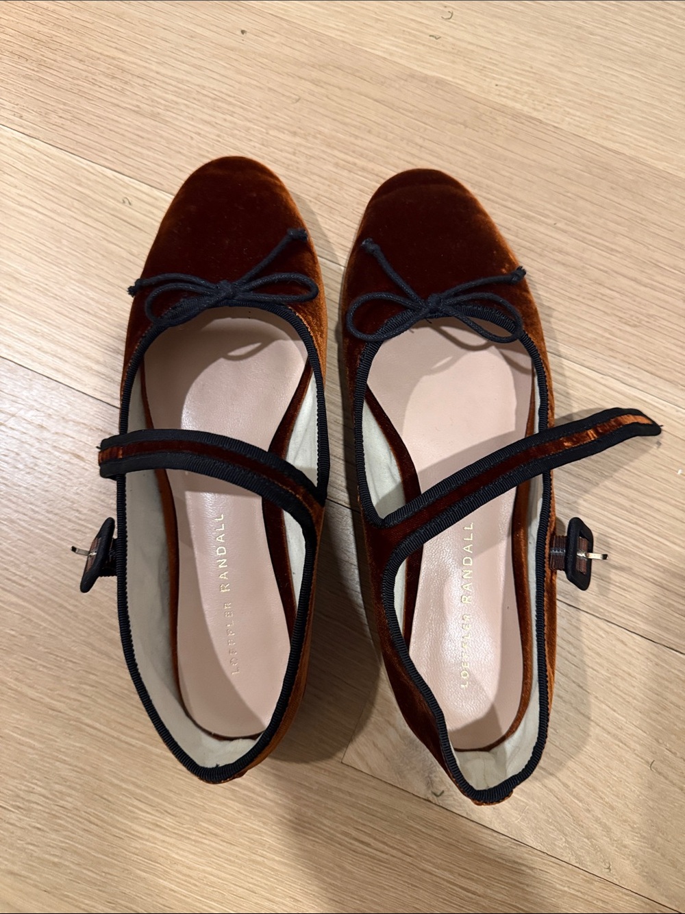 Loeffler Randall Women’s Burnt Orange Velvet Mary Jane Flats